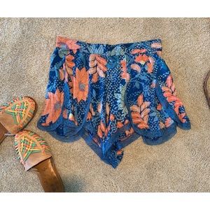 Blue Floral Shorts